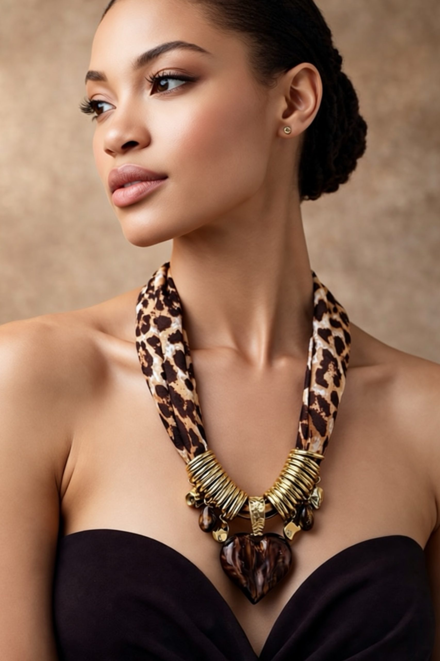 collar foulard léopardo